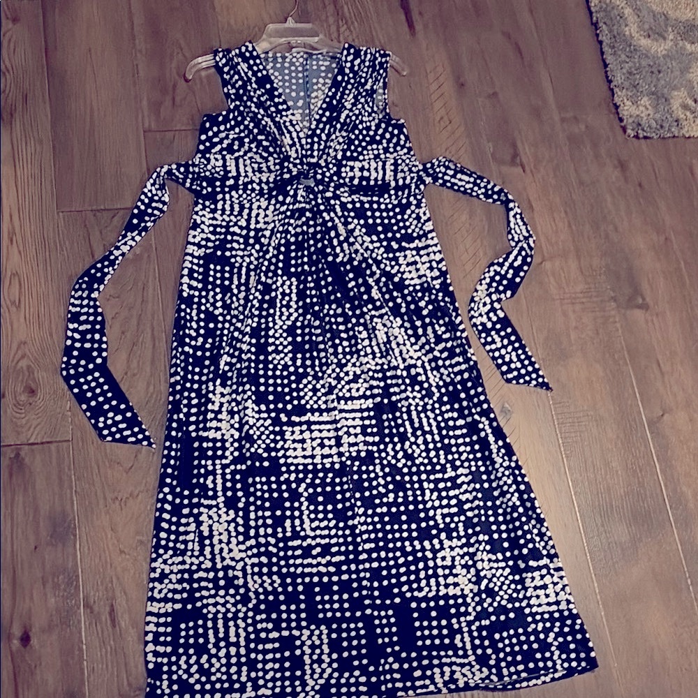 Eliza J Navy and White Maxi Dress